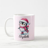 Pink Custom Niedlich Ice Skaten Pinguin Weihnachte Kaffeetasse (Links)