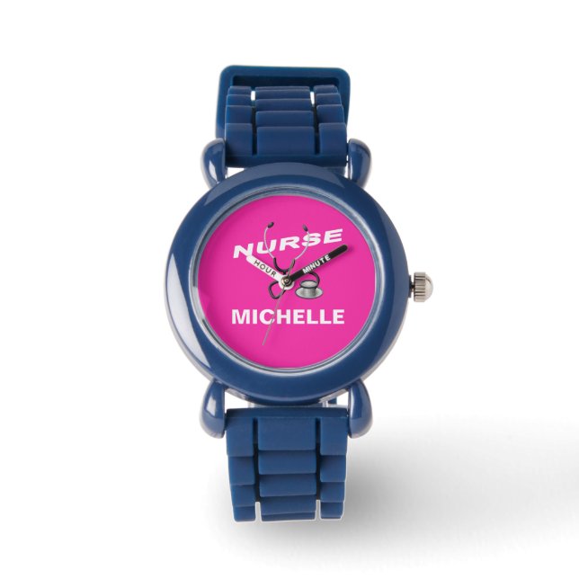 PINK Custom Nurname Armbanduhr (Vorderseite)