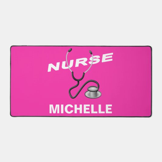 Pink Custom Nurname Schreibtischunterlage (Vorderseite)