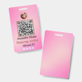 Pink Custom Personalisiert Abzeichens Name Tag QRc Ausweis (Front & Back)