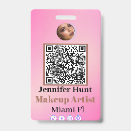 Pink Custom Personalisiert Abzeichens Name Tag QRc Ausweis
