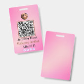 Pink Custom Personalisiert Abzeichens Name Tag QRc Ausweis (Front & Back)