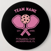 Pink Custom Pickleball Club Team & Player Button (Vorderseite)