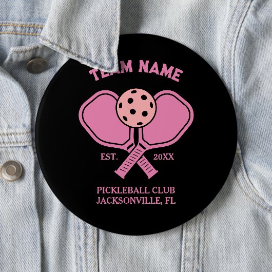 Pink Custom Pickleball Club Team & Player Button (Beispiel)