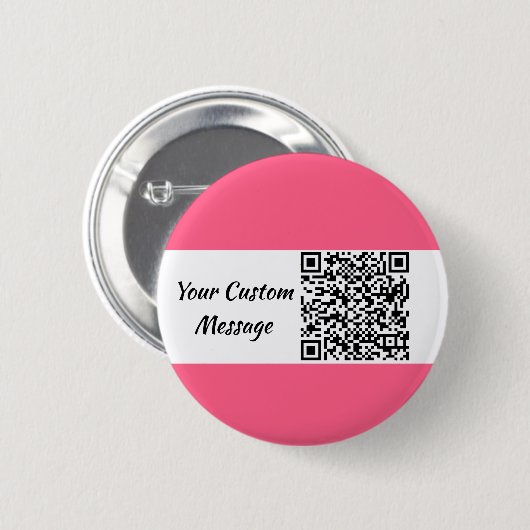 Pink Custom QR Code Trendy Button (Vorne & Hinten)