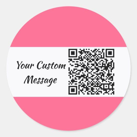 Pink Custom QR Code Trendy Runder Aufkleber (Vorderseite)
