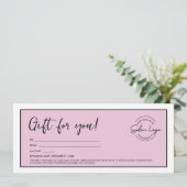 Pink Custom Salon Logo Minimalist Gutschein Einladung (Stehend Vorderseite)