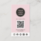 Pink Custom Social Media Logo Business Card Visitenkarte (Vorderseite)