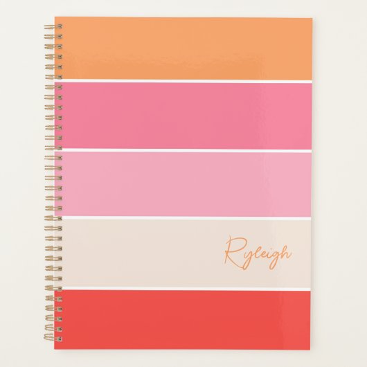 Pink Custom Summer Color Block Streifen Planer (Vorderseite)