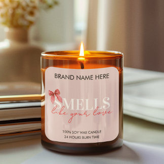 Pink Custom Valentine's Day Candle Label Quadratischer Aufkleber