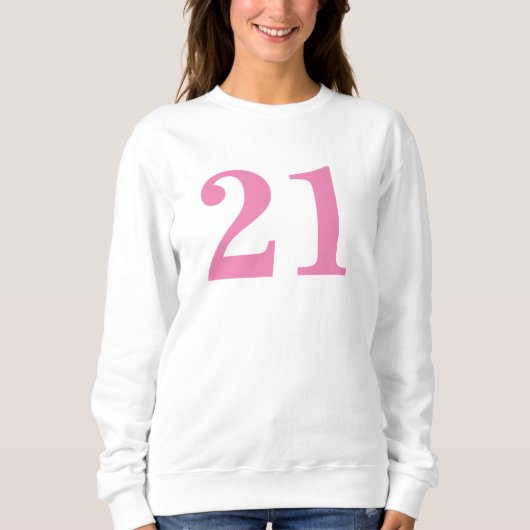 Pink Customizing Number Basic Long Sleeve T - Shir Sweatshirt (Vorderseite)