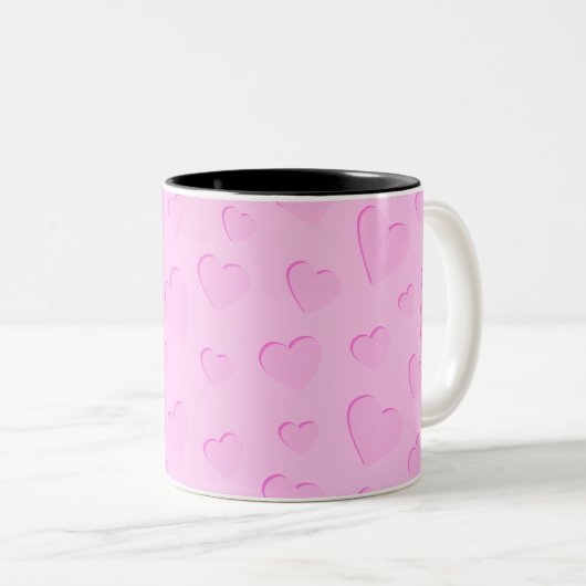 Pink Cut Out Herz Form Muster Zweifarbige Tasse (VorderseiteRechts)