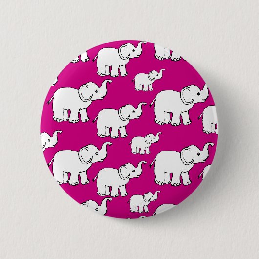 Pink Cute Animal Pattern Cartoon elephant Pattern Button (Vorderseite)
