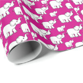 Pink Cute Animal Pattern Cartoon elephant Pattern Geschenkpapier (Rolleneckpunkt)
