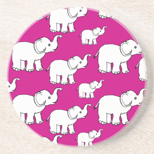 Pink Cute Animal Pattern Cartoon elephant Pattern Getränkeuntersetzer (Vorne)