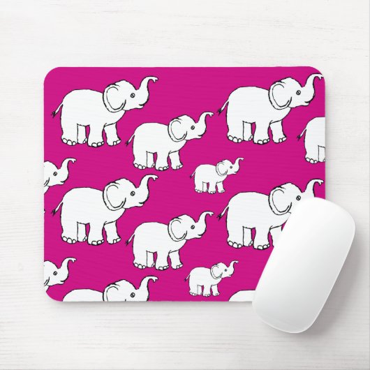 Pink Cute Animal Pattern Cartoon elephant Pattern Mousepad (Mit Mouse)