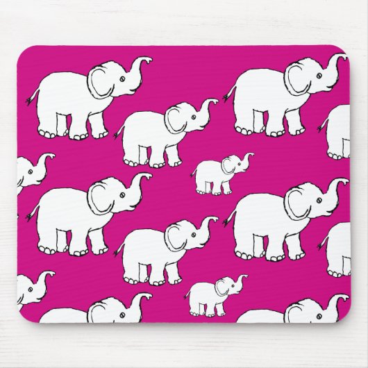 Pink Cute Animal Pattern Cartoon elephant Pattern Mousepad (Vorne)