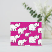 Pink Cute Animal Pattern Cartoon elephant Pattern Postkarte (Stehend Vorderseite)