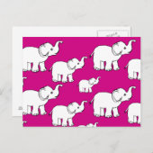 Pink Cute Animal Pattern Cartoon elephant Pattern Postkarte (Vorne/Hinten)