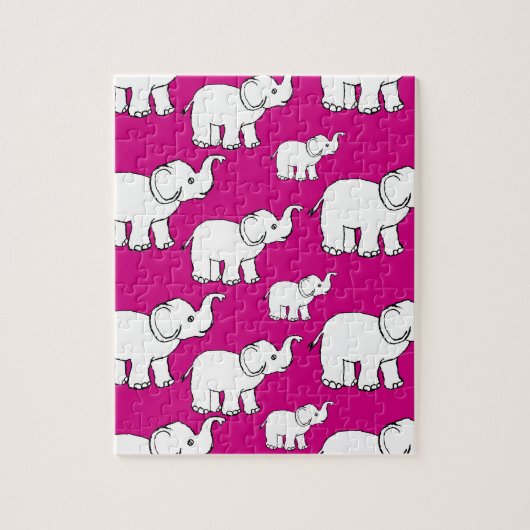 Pink Cute Animal Pattern Cartoon elephant Pattern Puzzle (Vertikal)