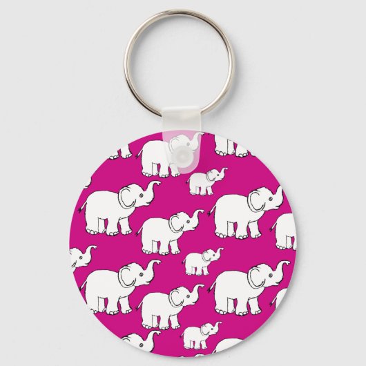 Pink Cute Animal Pattern Cartoon elephant Pattern Schlüsselanhänger (Vorderseite)