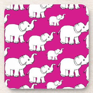 Pink Cute Animal Pattern Cartoon elephant Pattern Untersetzer