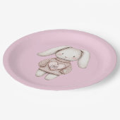 Pink Cute Bunny Pink Sweater Heart Baby Shower Pappteller (Schrägansicht)