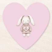 Pink Cute Bunny Pink Sweater Heart Baby Shower Untersetzer (Vorderseite)