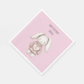Pink Cute Bunny Pink Sweater Heart Birthday Serviette (Ecke)