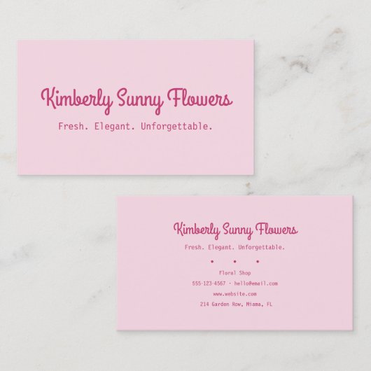 Pink Cute Florist Shop Visitenkarte (Vorne/Hinten)