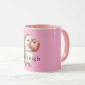 Pink Cute Hedgehog Heart Animal Tasse (VorderseiteRechts)