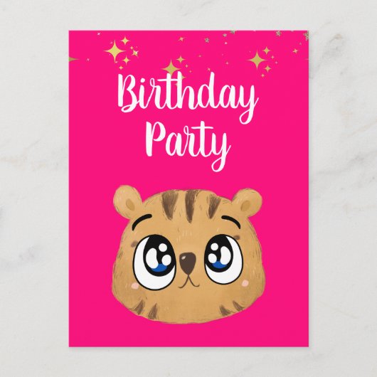 Pink Cute little tiger Postkarte (Vorderseite)