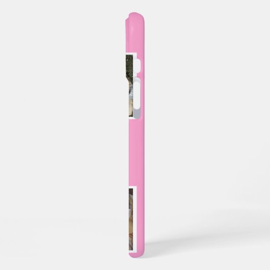 Pink Cute Modern 3 Photo Layout Custom iPhone Hülle (Linke Seite)