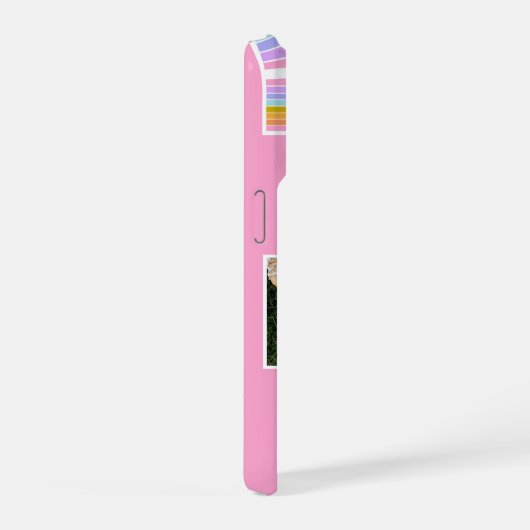 Pink Cute Modern 3 Photo Layout Custom iPhone Hülle (Rechte Seite)