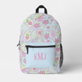 Pink Cute Paisley Monogram Blue Personalized Bedruckter Rucksack (Vorderseite)