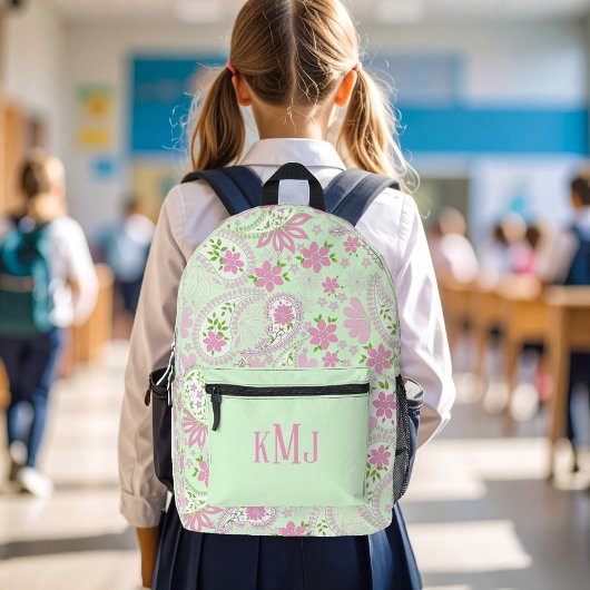Pink Cute Paisley Monogram Personalized Bedruckter Rucksack