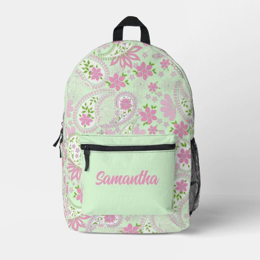 Pink Cute Paisley Pattern Personalized Bedruckter Rucksack (Vorderseite)