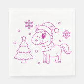 Pink Cute Pony Christmas Winter Design Serviette (Vorderseite)