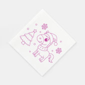 Pink Cute Pony Christmas Winter Design Serviette (Ecke)