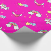 Pink Cute Rainbow Unicorn Star Magical Geschenkpapier (Ecke)