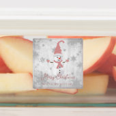 Pink Cute Snowman Holiday Baking Labels Etiketten (Befestigt)