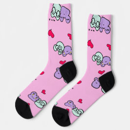 Pink cute socks featuring Girlie and her frog Socken