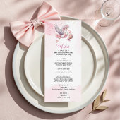 Pink & Cute Stork Baby Girl Shower Menu Card Menükarte