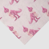 Pink cute t-rex dinasour with boa and party hat seidenpapier (Detail)