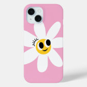 Pink Cute White Daisy IPhone 15 Case (Rückseite)