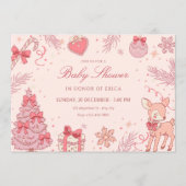 Pink cute winter baby shower einladung (Vorderseite)