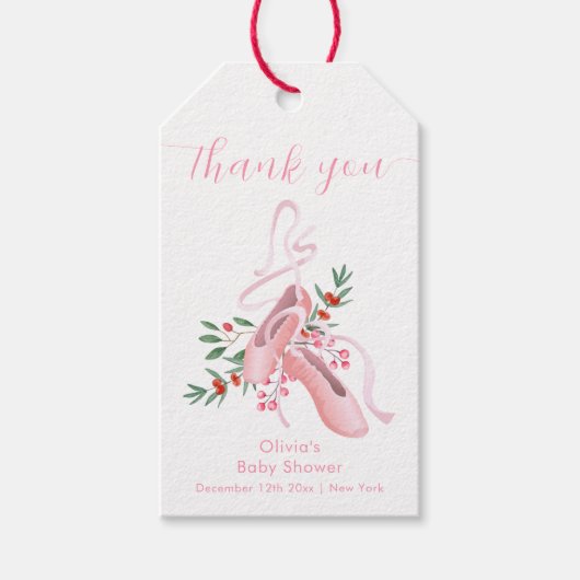 Pink Cute Winter Ballerina Tutu Cold Baby Shower Geschenkanhänger (Vorderseite)