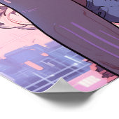 Pink Cyber Girl - Manga Style Poster (Ecke)