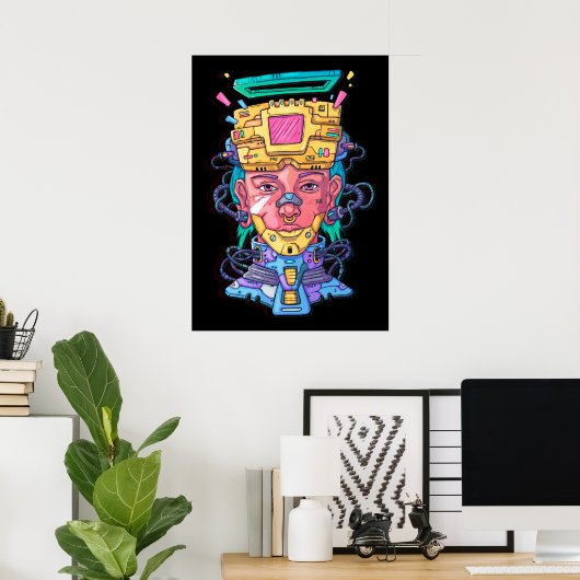 Pink Cyborg Face Poster (Heimbüro)