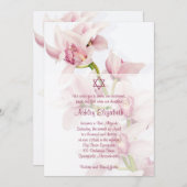 Pink Cymbidium Orchid Bat Mitzvah Einladung (Vorne/Hinten)